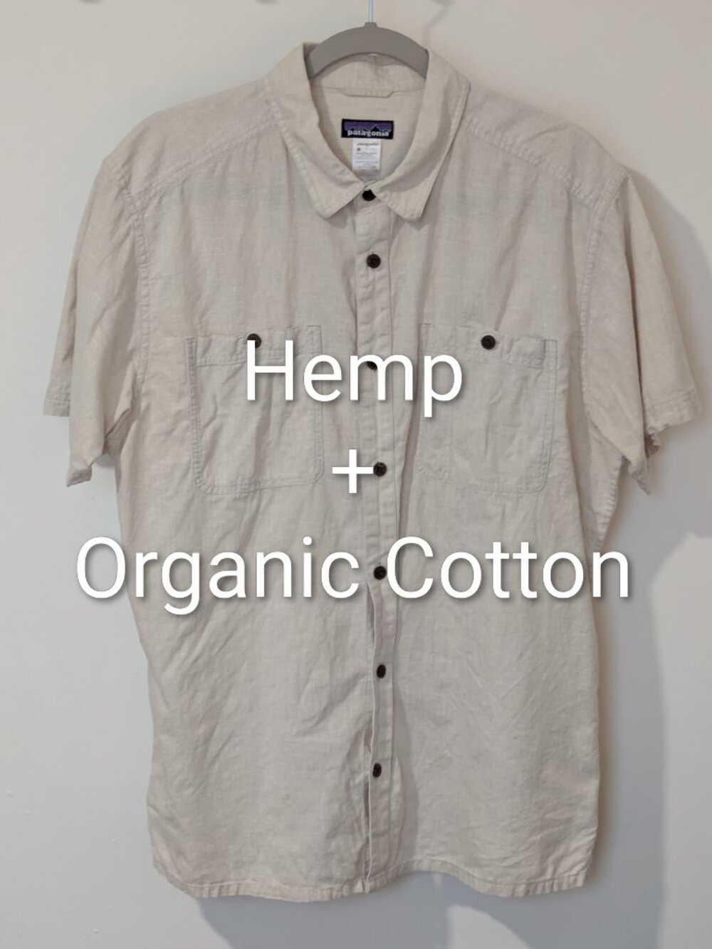🏔️ Patagonia Men's Back Step Shirt - Size L - Off-White - Hemp/Organic Cotton